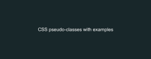 CSS pseudo-classes with examples