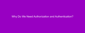 Why Do We Need Authorization and Authentication?