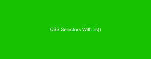 CSS Selectors With :is()