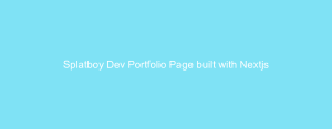 Splatboy Dev Portfolio Page built with Nextjs